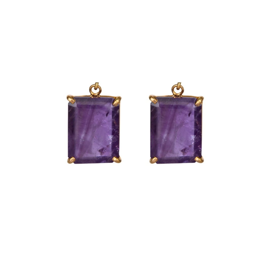 20mm x 15mm Rectangular Amethyst Drops